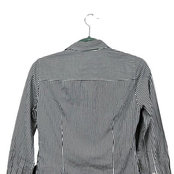 J. Crew Womens Perfect Shirt Stripe Button Up Long Sleeve‎ Shirt Black White PXS - Picture 5 of 5